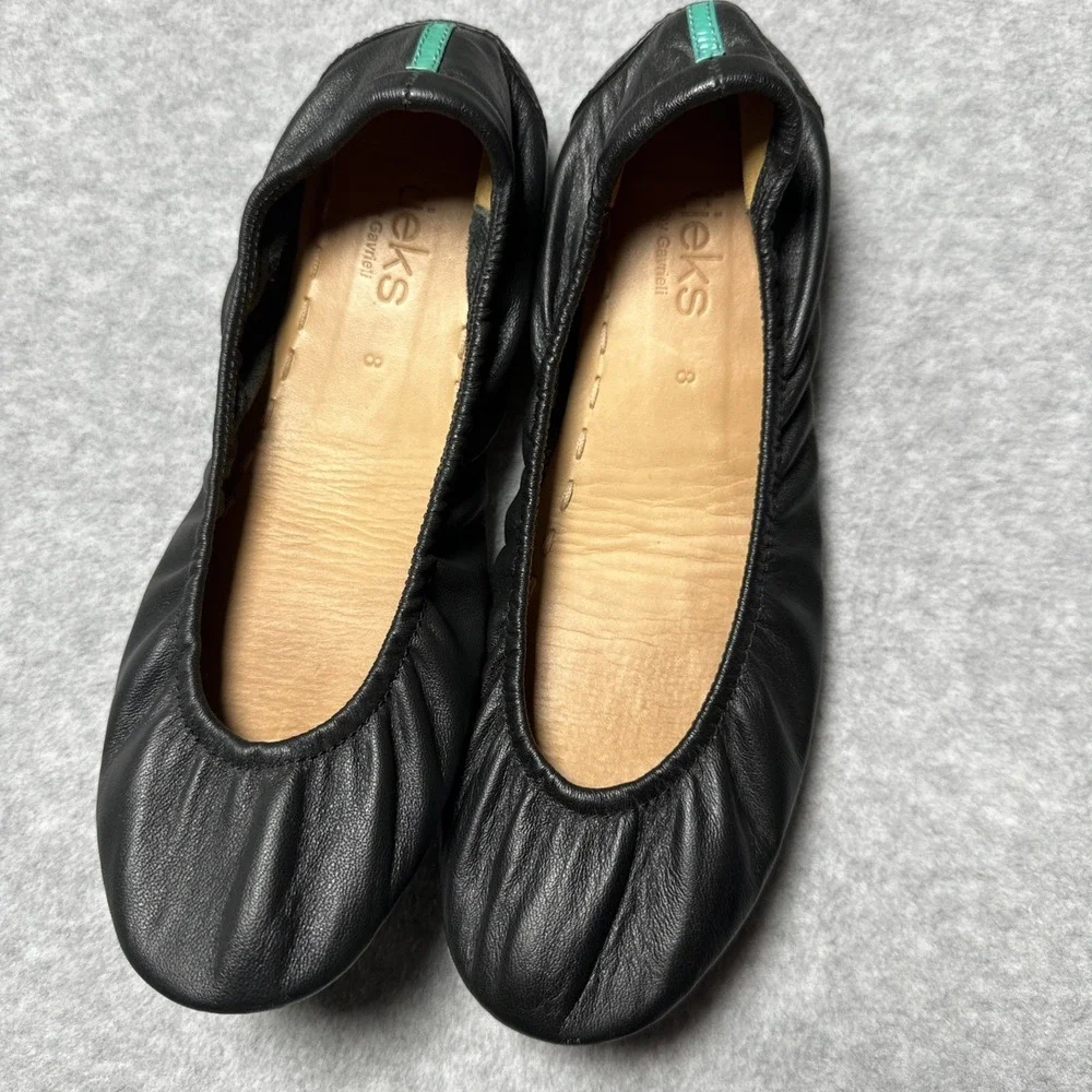 Tieks by Gavrieli Ballet Flats Shoes Black Leather Ballerina Slip-On Woman's 8‎